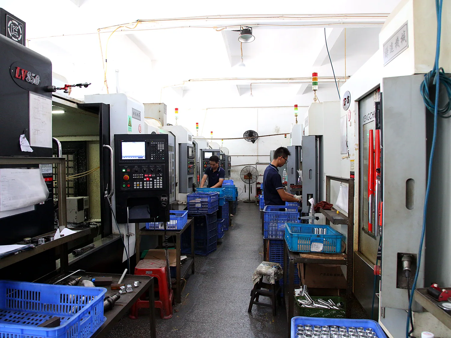 CNC aisle with machining centres on both sides