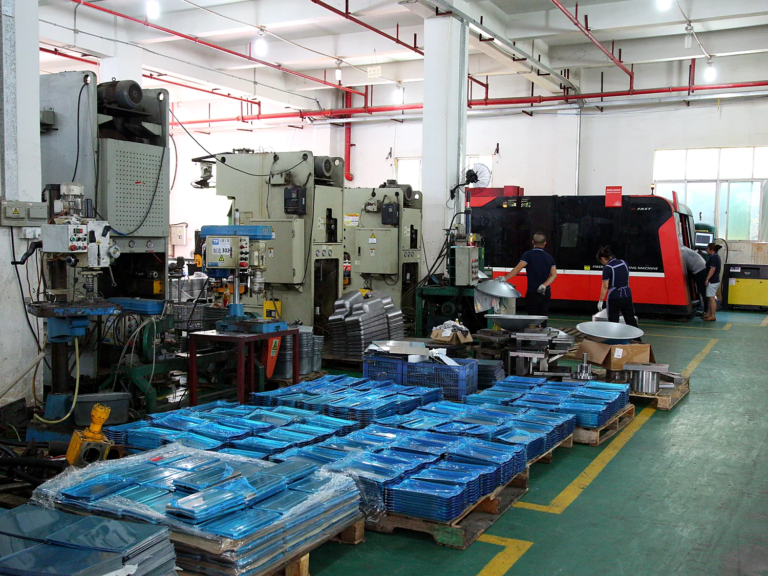 Dies and tooling staged on the shop floor