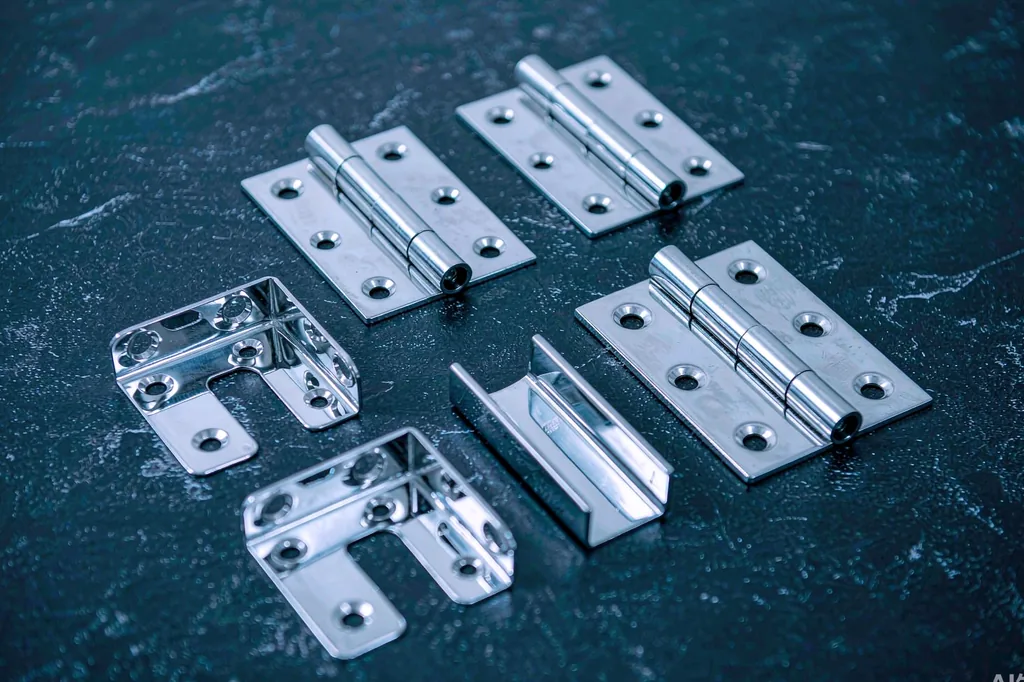 Stainless steel construction hardware: hinges, brackets and channels